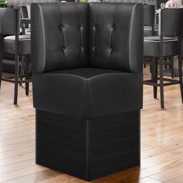DENVER | Gastro Eckbank | B:H 64 x 133 cm | Schwarz | Chesterfield Button | Leder