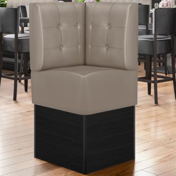 DENVER | Hörnsoffa till restaurang | B:H 64 x 133 cm | Taupe | Chesterfield-knapp | Läder