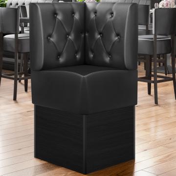 DENVER | Gastro Eckbank | B:H 64 x 133 cm | Schwarz | Chesterfield Raute | Leder