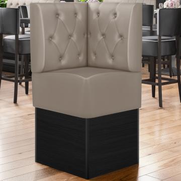 DENVER | Hörnsoffa till restaurang | B:H 64 x 133 cm | Taupe | Chesterfield romb | Läder