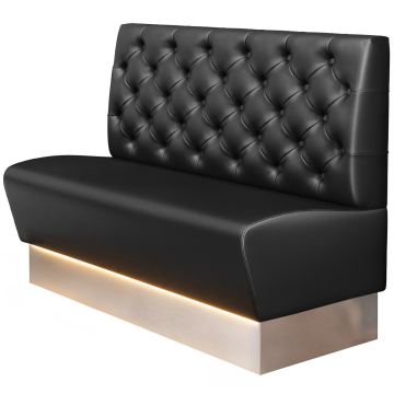DENVER | Gastro Ławka | B : H 100 x 103 cm | Czarny | Chesterfield | Skóra | Listwa przypodłogowa: Stal nierdzewna | LED
