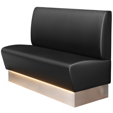 DENVER | Ławka gastro | S : W 100 x 103 cm | Czarny | Gładki | Skóra | Lista podstawy: Stal nierdzewna | LED