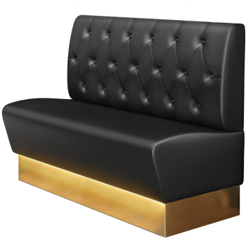 DENVER | Gastro ławka | B : H 100 x 103 cm | Czarne | Chesterfield romb | Skóra | Listwa przypodłogowa: Złota | LED