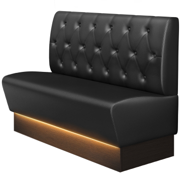 DENVER | Gastro Ławka | B : H 100 x 103 cm | Czarne | Chesterfield Romb | Skóra | Listwa: Wenge | LED