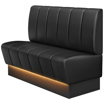 DENVER | Gastro Sitzbank | B : H 120 x 103 cm | Schwarz | Gestreift | Leder | Sitzfläche: Gestreift | Fußleiste: Wenge | LED
