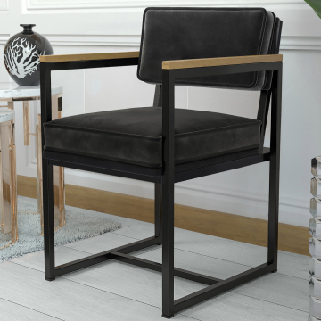 KYLA | Lænestol med metalstel | Fløjl | Sort
