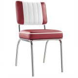 DINER STEEL CHROME | Dinerstuhl | Rot | Leder