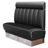 DINER 3 | Banquette de dîner américain | L:H 120 x 123 cm | Rayé | Noir | Cuir