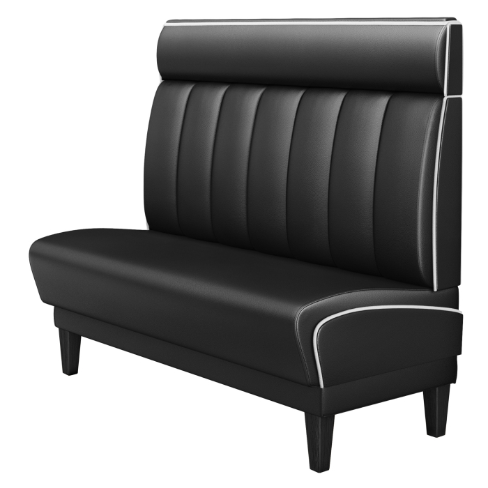 DINER 1 | Amerikaanse Diner Zitbank | B:H 200 x 123 cm | Gestreept | Zwart | Leer