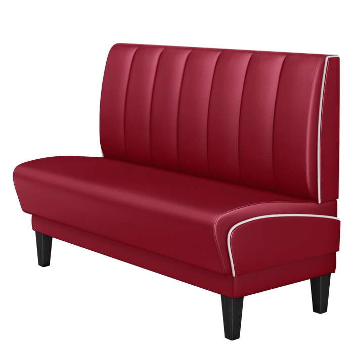DINER 1 | Cabina pancha Diner Americano | L:H 100 x 103 cm | A righe | Rosso | Pelle