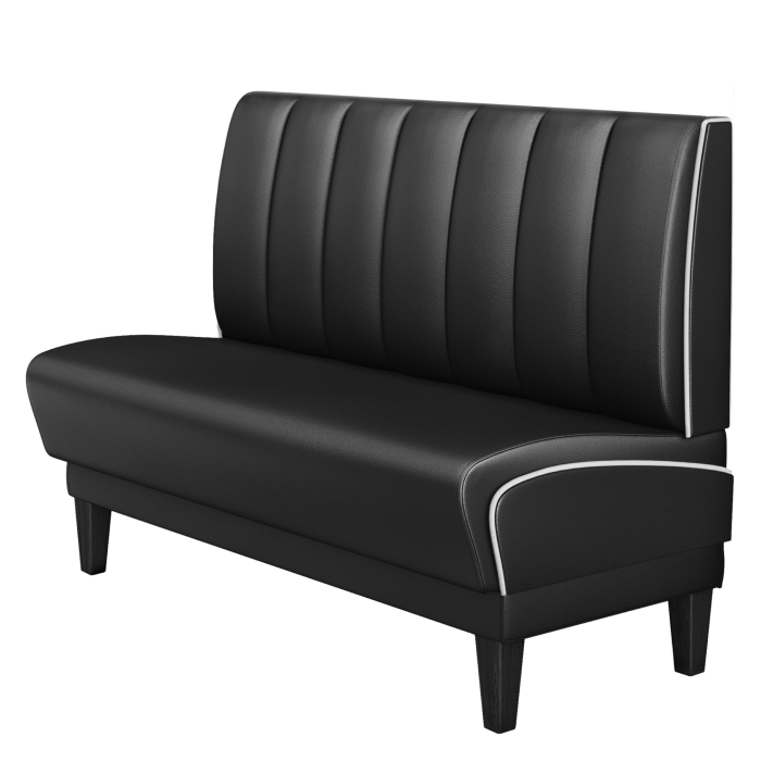 DINER 1 | American Diner Bench | W:H 140 x 103 cm | Striped | Black | Leather