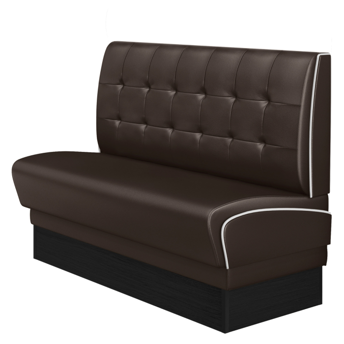DINER 2 | Amerikansk diner spisebænk | B:H 120 x 103 cm | Chesterfield NO-knap | Brun | Læder