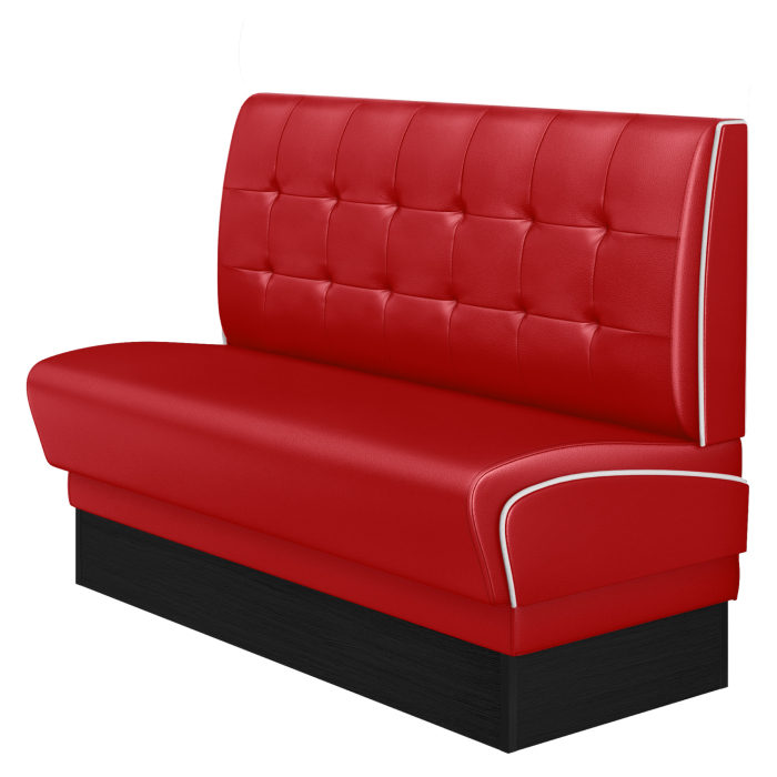 DINER 2 | Amerikansk diner spisebænk | B:H 140 x 103 cm | Chesterfield NO-knap | Rød | Læder