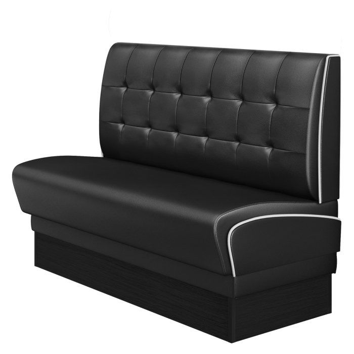 DINER 2 | American Diner Bench | W:H 180 x 103 cm | Chesterfield NO Button | Black | Leather