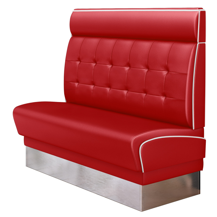 DINER 3 | Amerikaanse Diner Zitbank | B:H 140 x 123 cm | Chesterfield NO Button | Rood | Leer