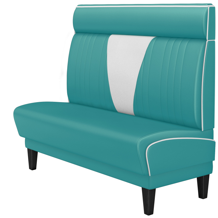 DINER VEGAS 1 | Amerikaanse Diner Zitbank | B:H 180 x 123 cm | V-quilten | Turquoise | Leer