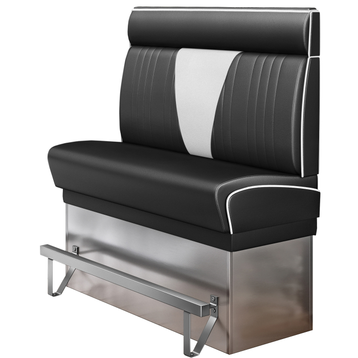 DINER VEGAS 3 | Banc de dîner style américain | L:H 120 x 153 cm | Patchwork en V | Noir | Cuir