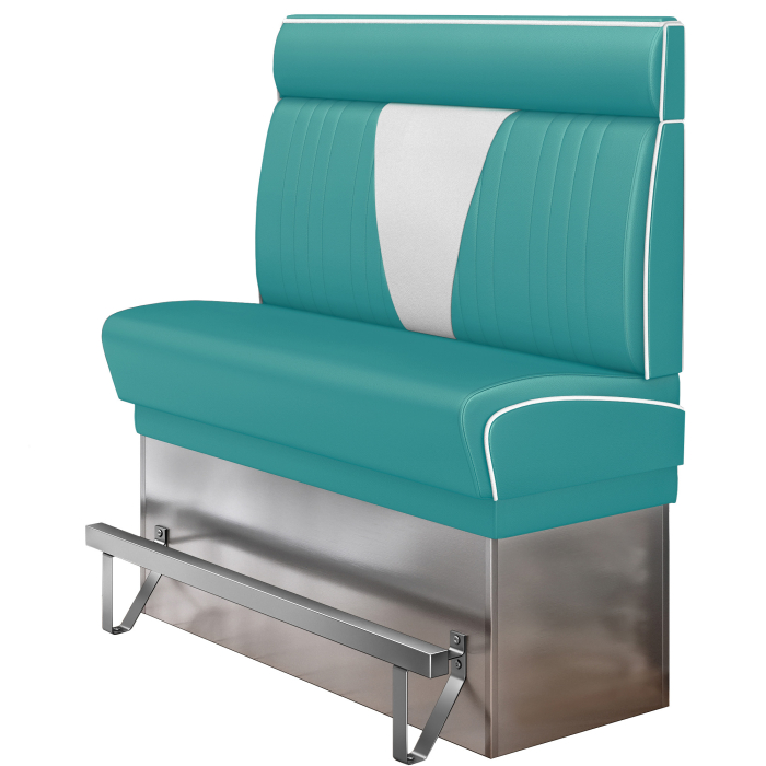 DINER VEGAS 3 | Banc de dîner style américain | L:H 140 x 153 cm | Patchwork en V | Turquoise | Cuir