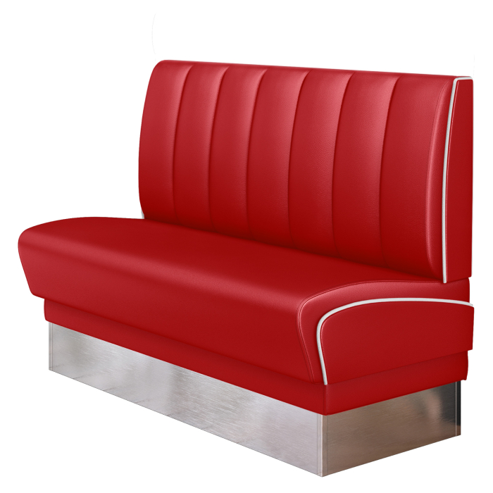 DINER 3 | Restaurantsofa i diner stil | B: H 140 x 103 cm | Stripete | rød | lær