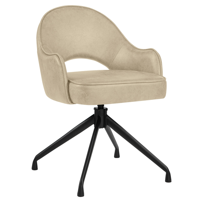 Diana | Hotel Chair | Beige | Leather | Swivel Base
