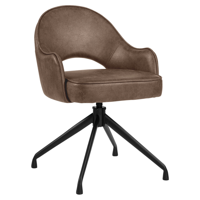 Diana | Hotel Chair | Brown | Leather | Swivel Base