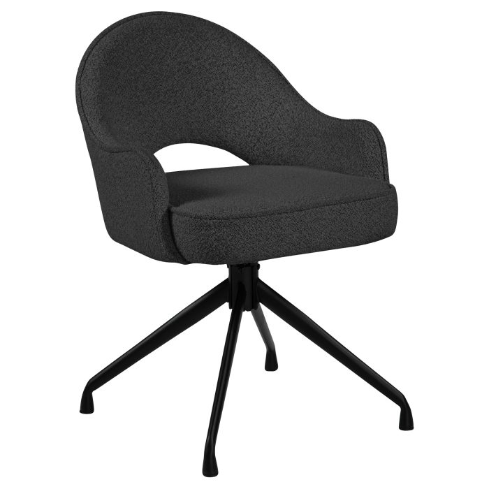 Diana | Hôtel Stuhl | Gris Foncé | Tissu en Peluche | Pied Pivotant