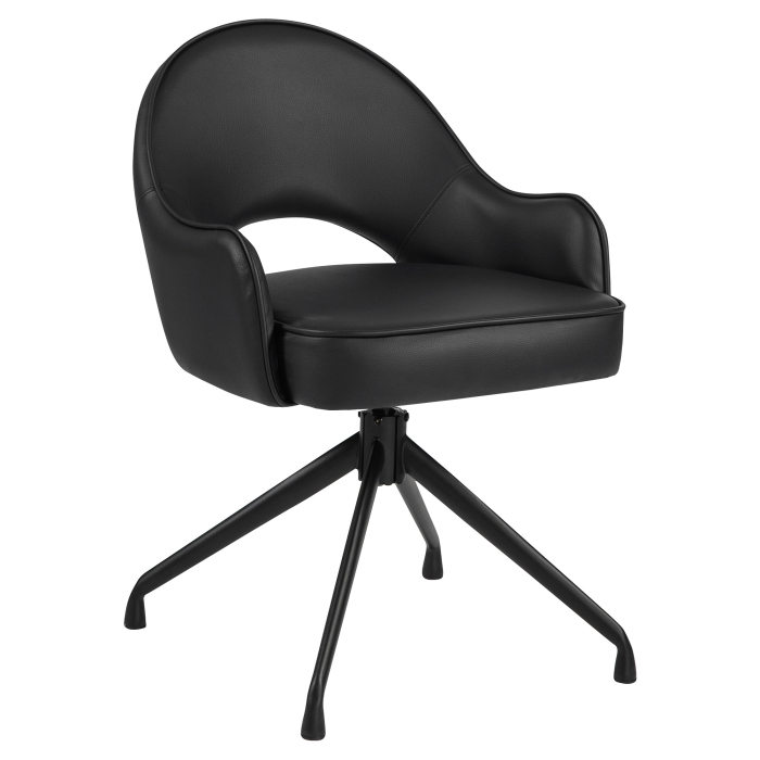 Diana | Hôtel Stuhl | Noir | Cuir | Pied pivotant