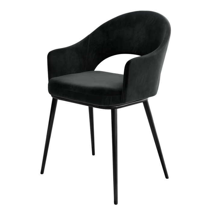 DIANA | Polstret spisebordsstol | Fløjl | Sort