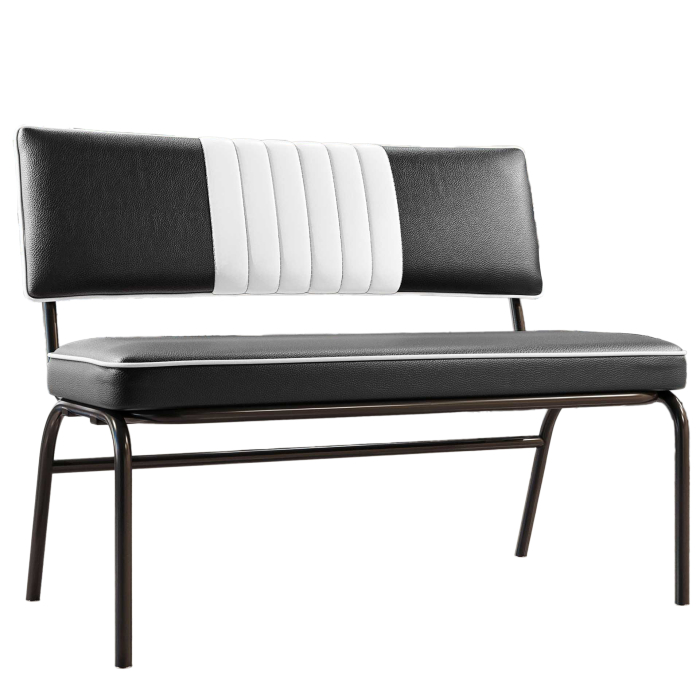 DINER | American Diner Sitzbank | Schwarz | Gestreift | B:H 110 x 48 cm | Gestreift