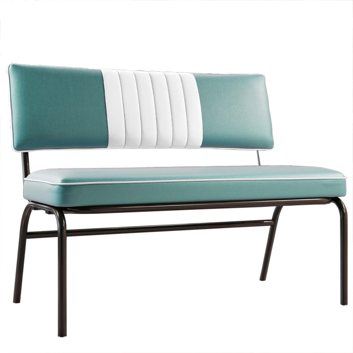 DINER | American Diner Sitzbank | Türkis | Gestreift | B:H 110 x 48 cm | Gestreift
