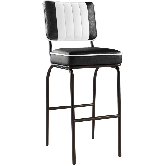 DINER | Tabouret de bar rétro américain | Noir | Cuir