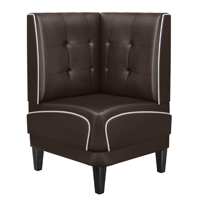 DINER 1 | Diner Eckbank | B:H 64 x 103 cm | Chesterfield NO Button | Braun | Leder