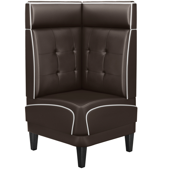 DINER 1 | Diner Eckbank | B:H 64 x 123 cm | Chesterfield NO Button | Braun | Leder