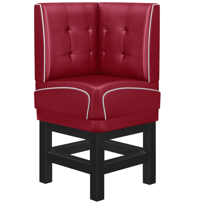 DINER 1 | Diner hörnsoffa | B:H 64 x 153 cm | Chesterfield NO-knapp | Röd | Läder