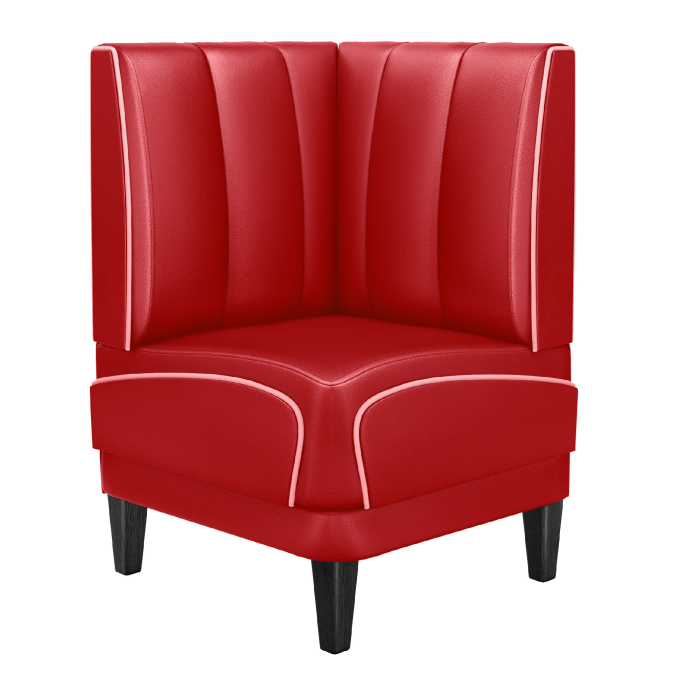 DINER 1 | Amerikansk diner hjørnebænk | B:H 75 x 103 cm | Stribet | Brun | Læder