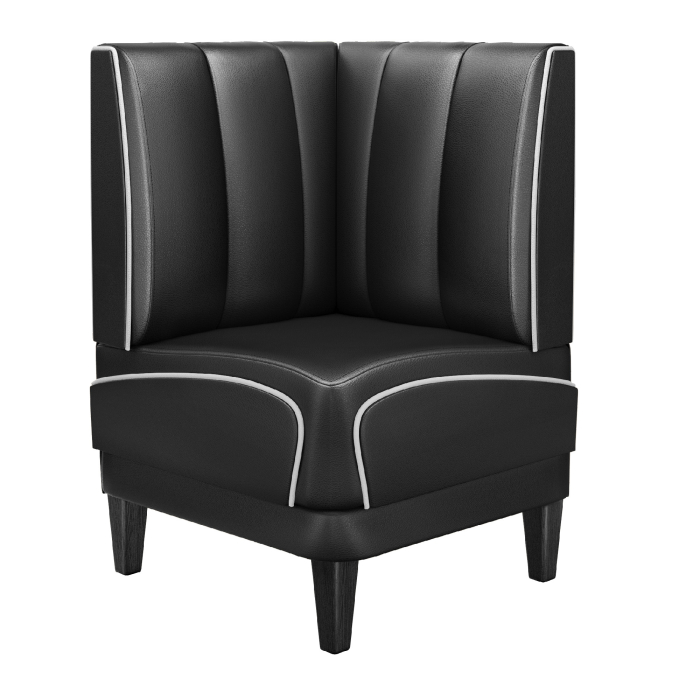 DINER 1 | Panca angolare Diner Americano | L:H 64 x 103 cm | A righe | Nero | Pelle