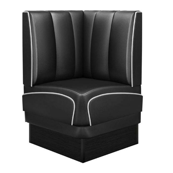 DINER 2 | Banco esquinero American Diner | Ancho:Alto 64 x 103 cm | Rayas | Negro | Cuero