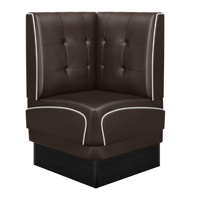 DINER 2 | Diner Eckbank | B:H 64 x 103 cm | Chesterfield NO Button | Braun | Leder