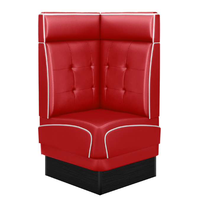 DINER 2 | Amerikansk diner hjørnebænk | B:H 64 x 123 cm | Chesterfield NO-knap | Rød | Læder