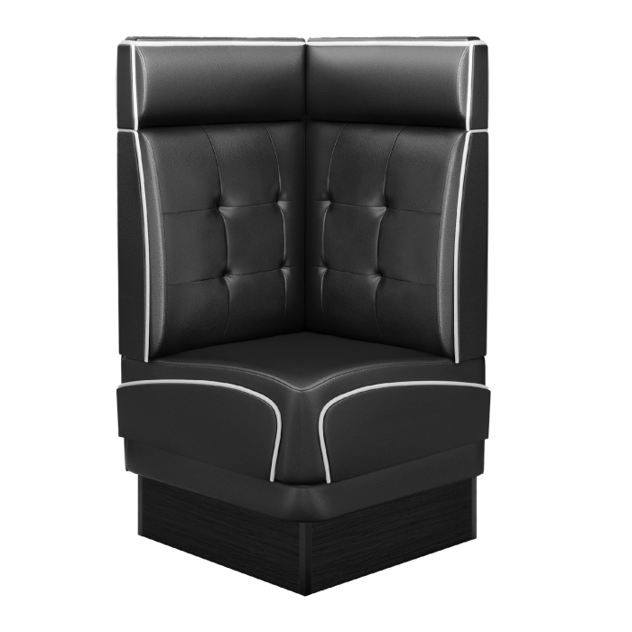DINER 2 | Amerikansk diner hjørnebænk | B:H 64 x 123 cm | Chesterfield NO-knap | Sort | Læder