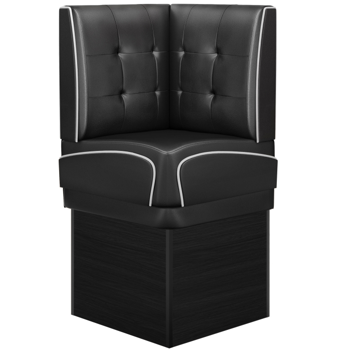 DINER 2 | Diner hörnsoffa | B:H 64 x 133 cm | Chesterfield NO-knapp | Svart | Läder