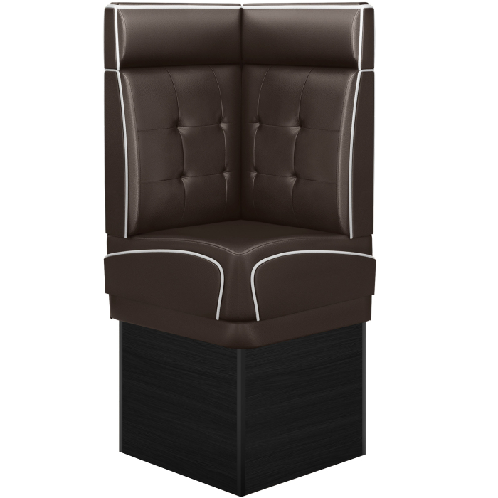 DINER 2 | Diner Eckbank | B:H 64 x 153 cm | Chesterfield NO Button | Braun | Leder