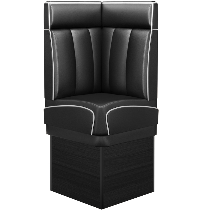 DINER 2 | Diner Eckbank | B:H 64 x 153 cm | Gestreift | Schwarz | Leder