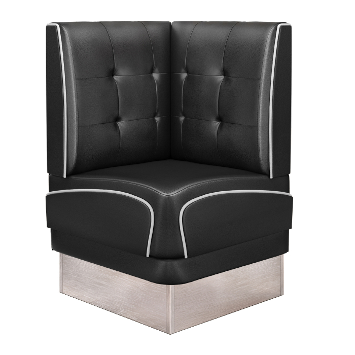 DINER 3 | Diner Hoekbank | B:H 64 x 103 cm | Chesterfield NO Button | Zwart | Leer