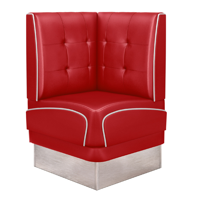 DINER 3 | Restaurantsofa med hjørne | B: H 64 x 103 cm | Chesterfield NO-knapp | rød | lær