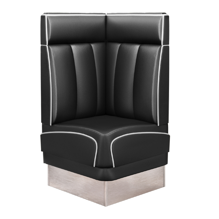 DINER 3 | Diner Hoekbank | B:H 64 x 123 cm | Gestreept | Zwart | Leer