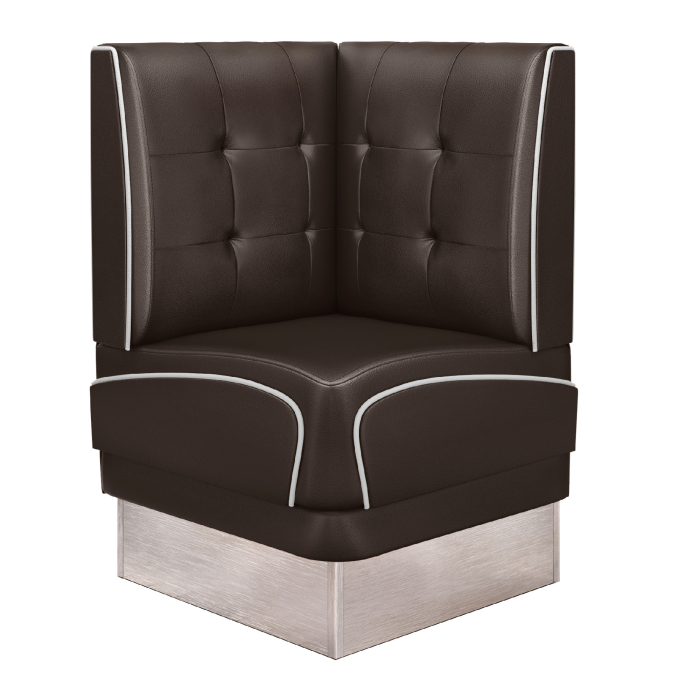 DINER 3 | Amerikansk diner hjørnebænk | B:H 75 x 103 cm | Chesterfield NO-knap | Brun | Læder