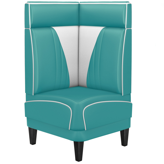 DINER VEGAS 1 | Restaurantsofa med hjørne | B: H 64 x 103 cm | V quilting | Turkis | lær