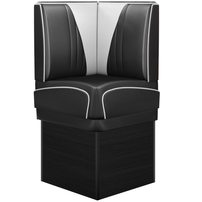 DINER VEGAS 2 | Banco esquinero American Diner | Ancho:Alto 64 x 133 cm | Acolchado en V | Negro | Cuero