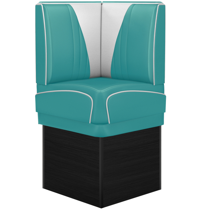 DINER VEGAS 2 | Diner Hoekbank | B:H 64 x 133 cm | V-quilten | Turquoise | Leer